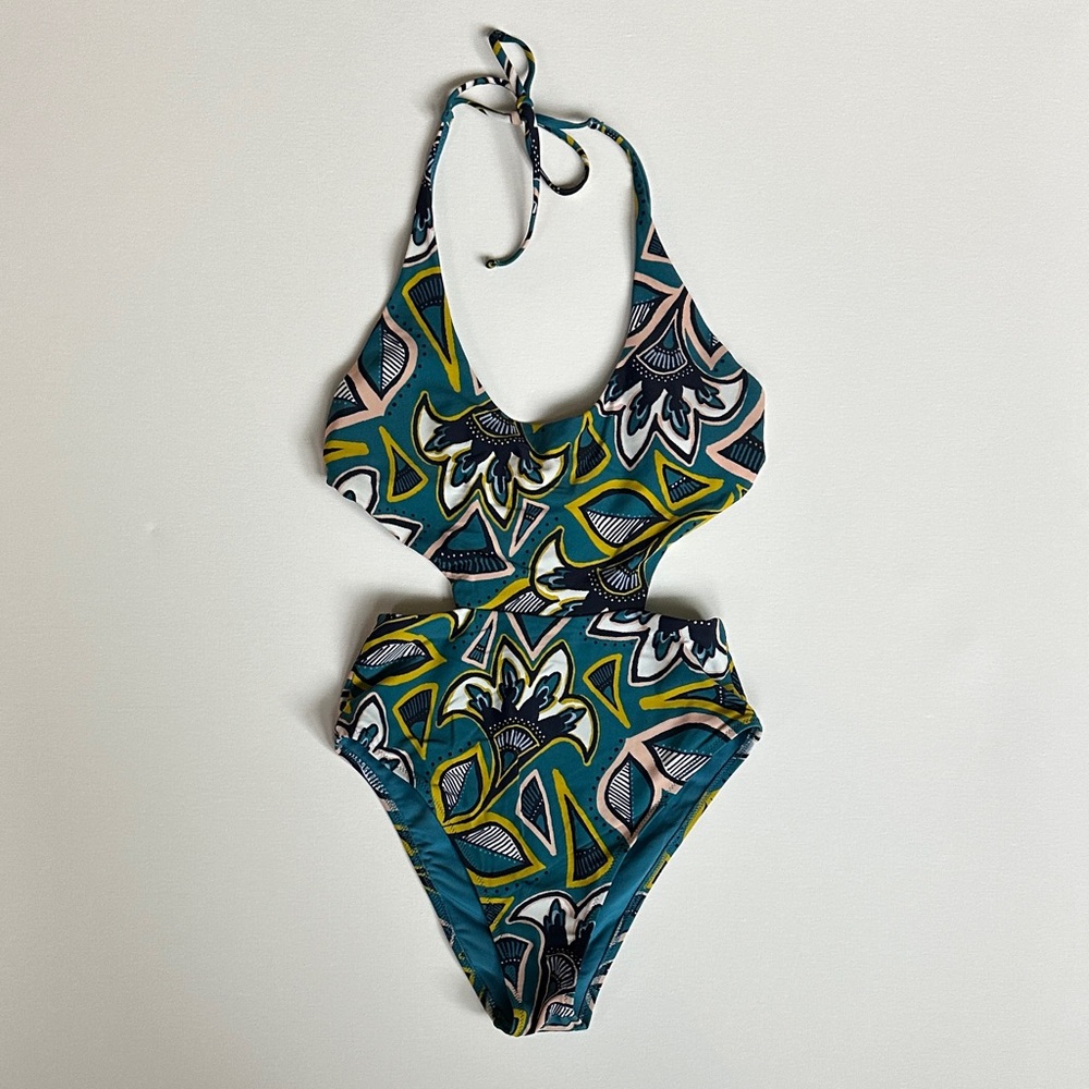 Aerie Floral Halter Swimsuit - Green,Blue, white, pink.